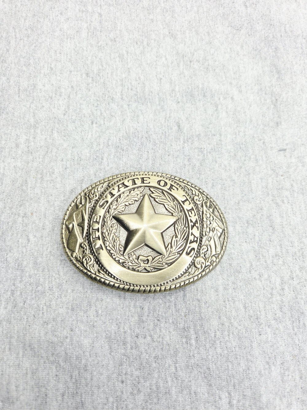 State of Texas Star Badge Brass Belt Buckle